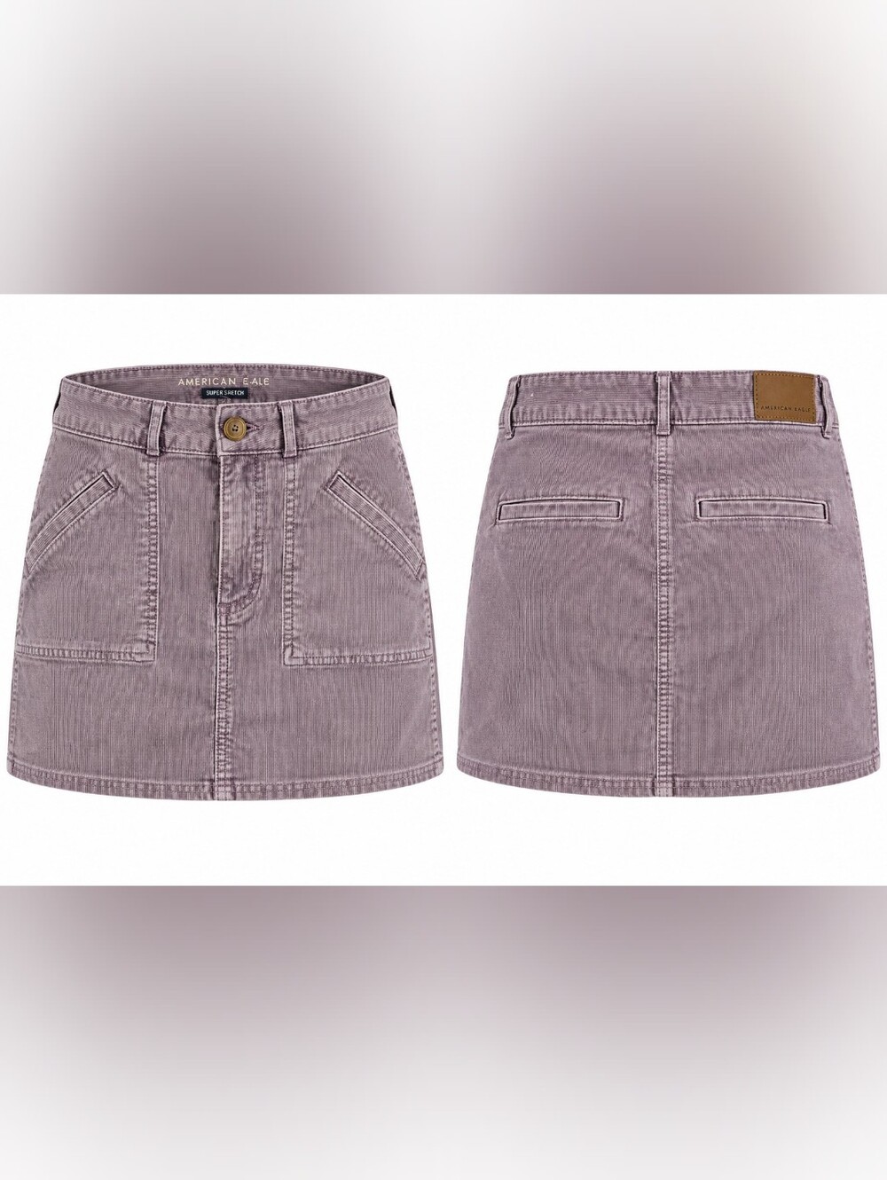American Eagle Super Stretch Corduroy Hi-Rise A-Line Mini Skirt Mauve Purple 2